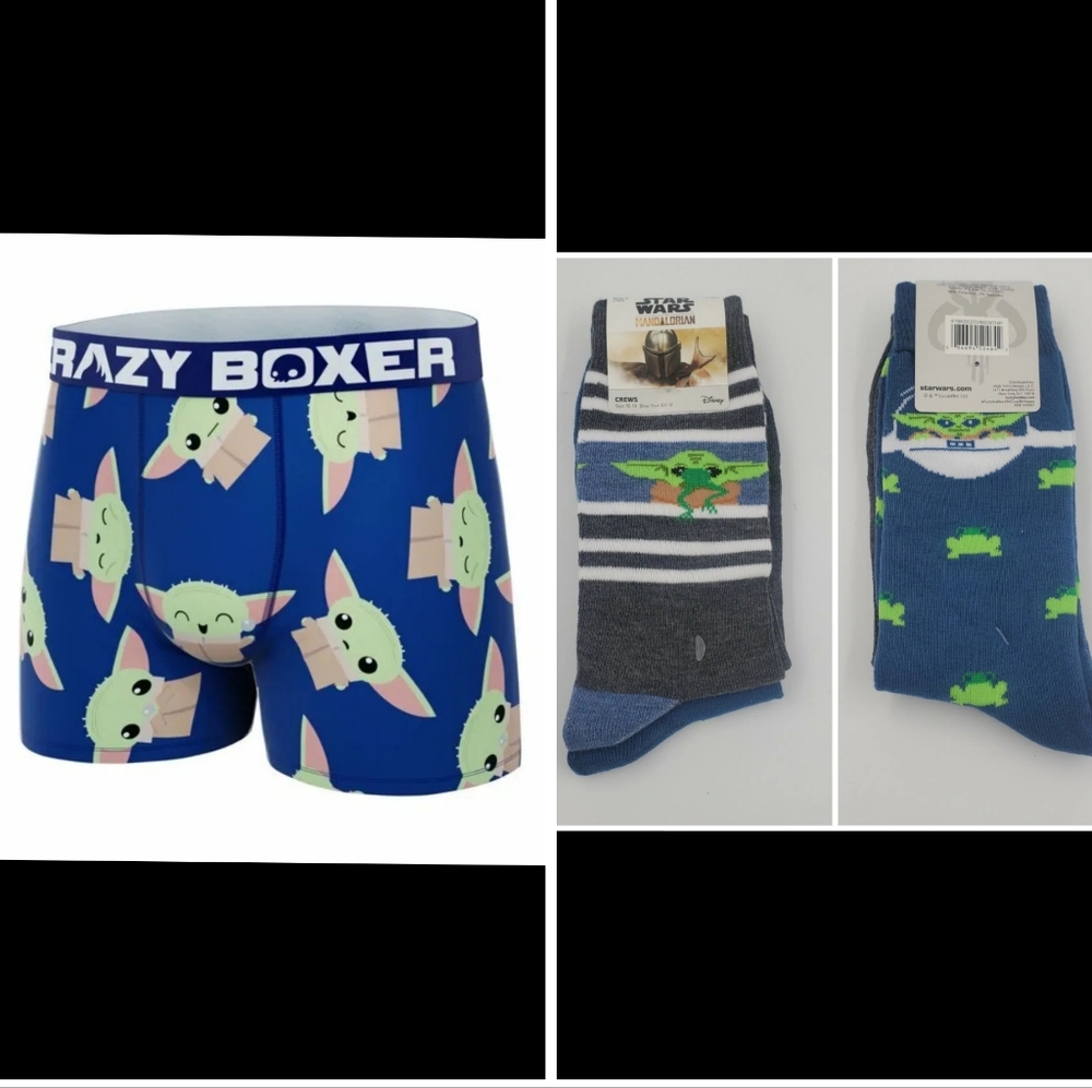 Crazy Boxer Briefs & 2 Pair Socks, Mandalorian Star Wars, Yoda